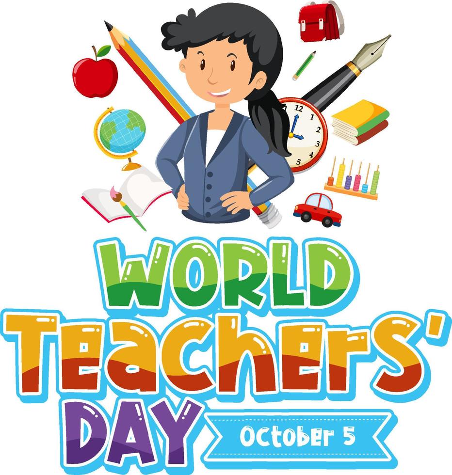 diseño de banner del logotipo del día mundial del maestro vector