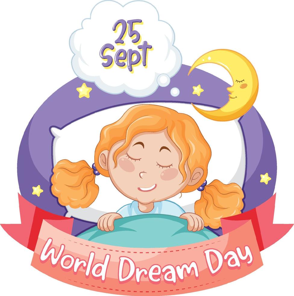 World dream day banner design with cartoon character vector