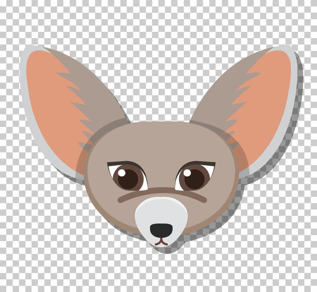 linda cabeza de zorro fennec en estilo de dibujos animados plana vector