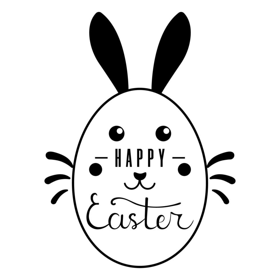 Easter Bunny with Lettering Inscription on white background. For Easter Banner, Poster, Flyer, Brochure, Postcard. Vector illustration for Your Design, Web