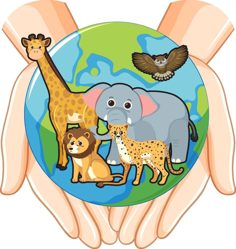 Wild animals on earth planet vector