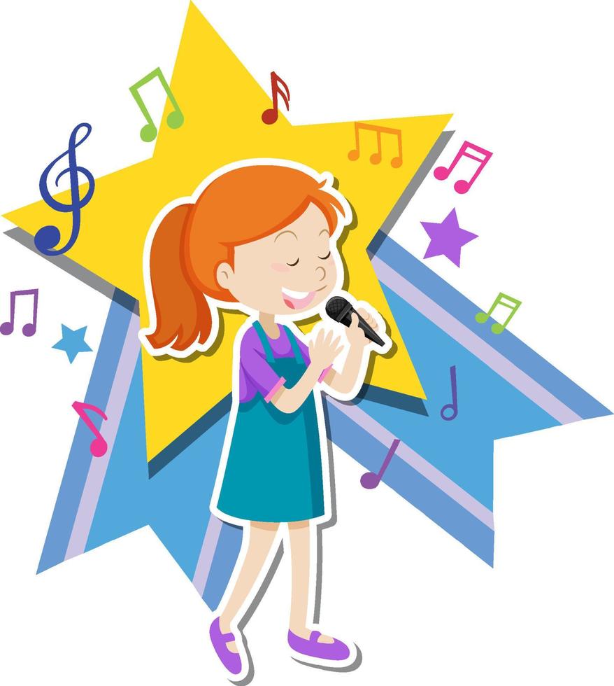 Singer girl cartoon character vector