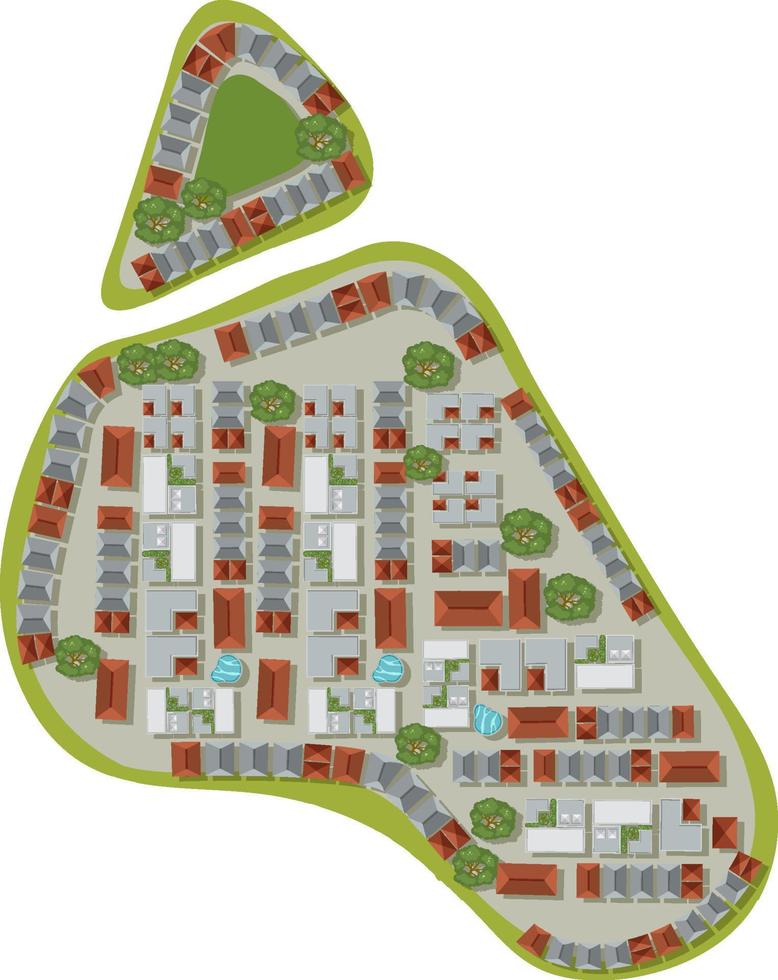 Aerial view of town landscape isolated vector