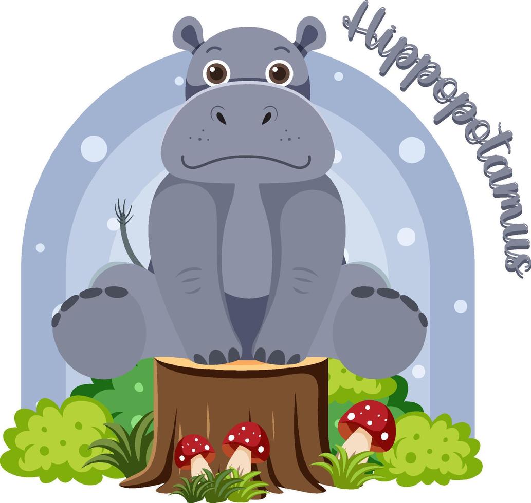 Cute hippopotamus in cartoon flat style vector