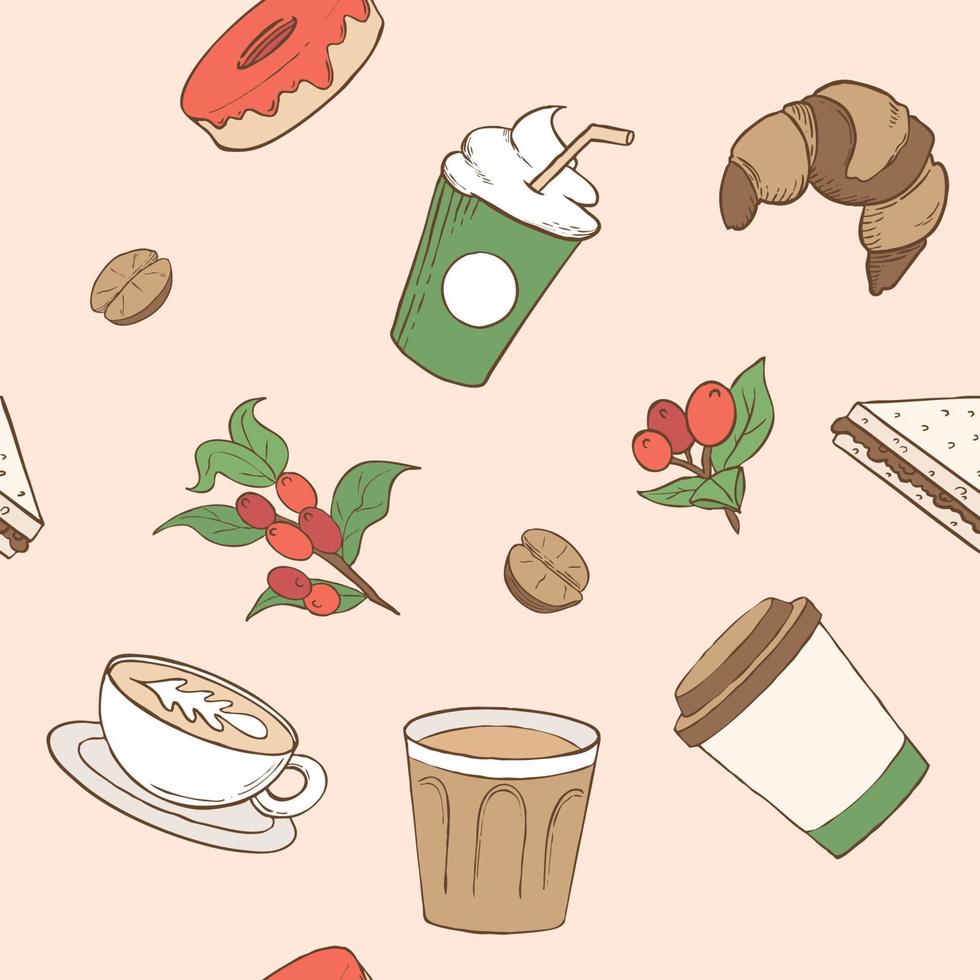 Seamless Coffee and Beverage Pattern vector