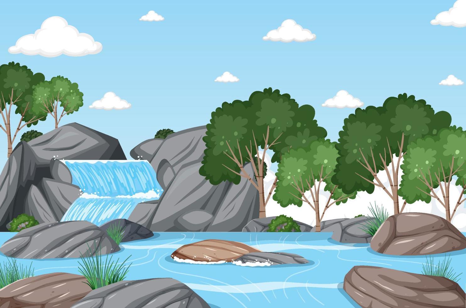 Waterfall in the forest background vector