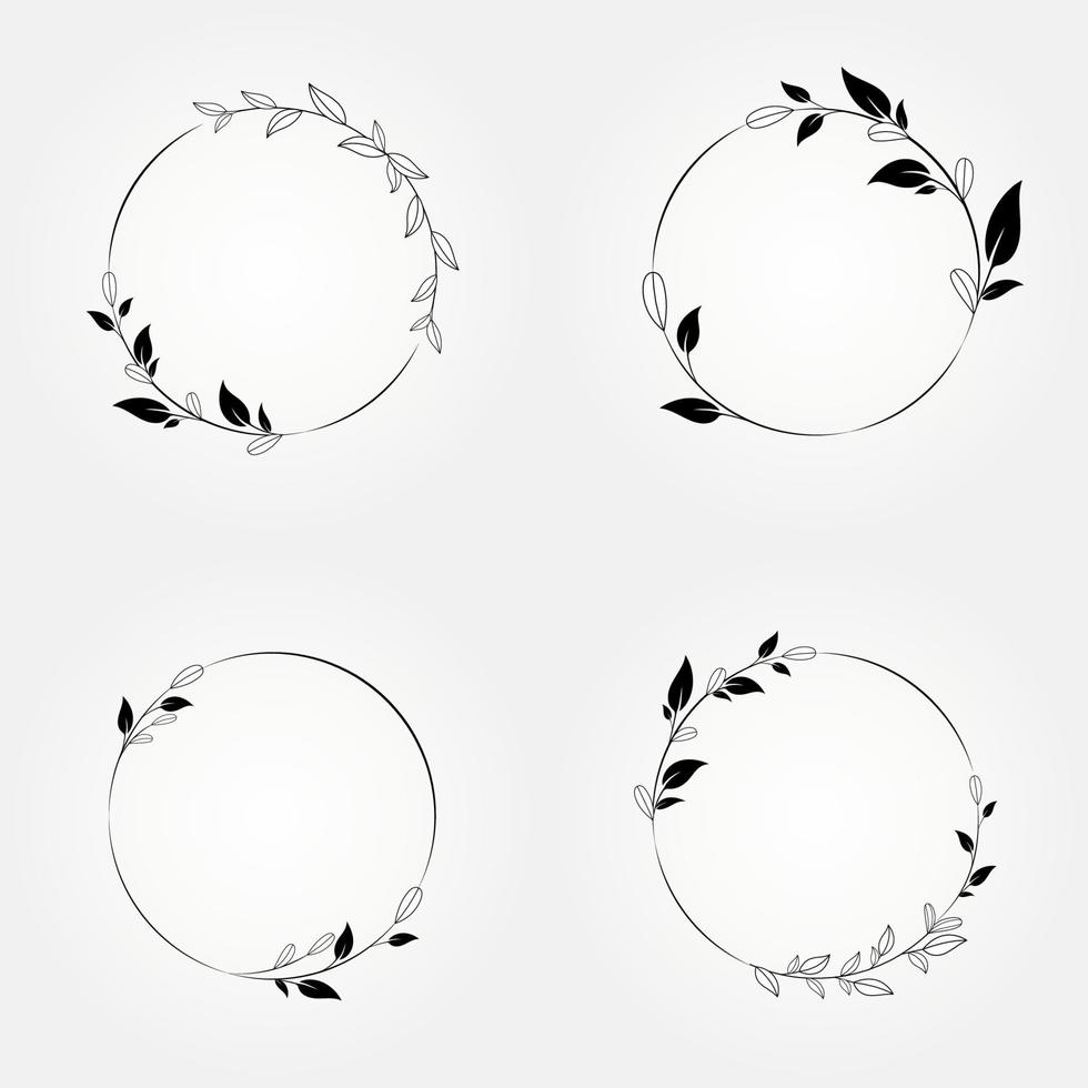 radial set floral botanical simple design vector