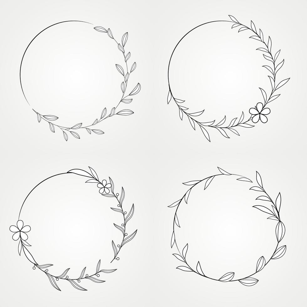 marco corona floral botánico conjunto vector diseño