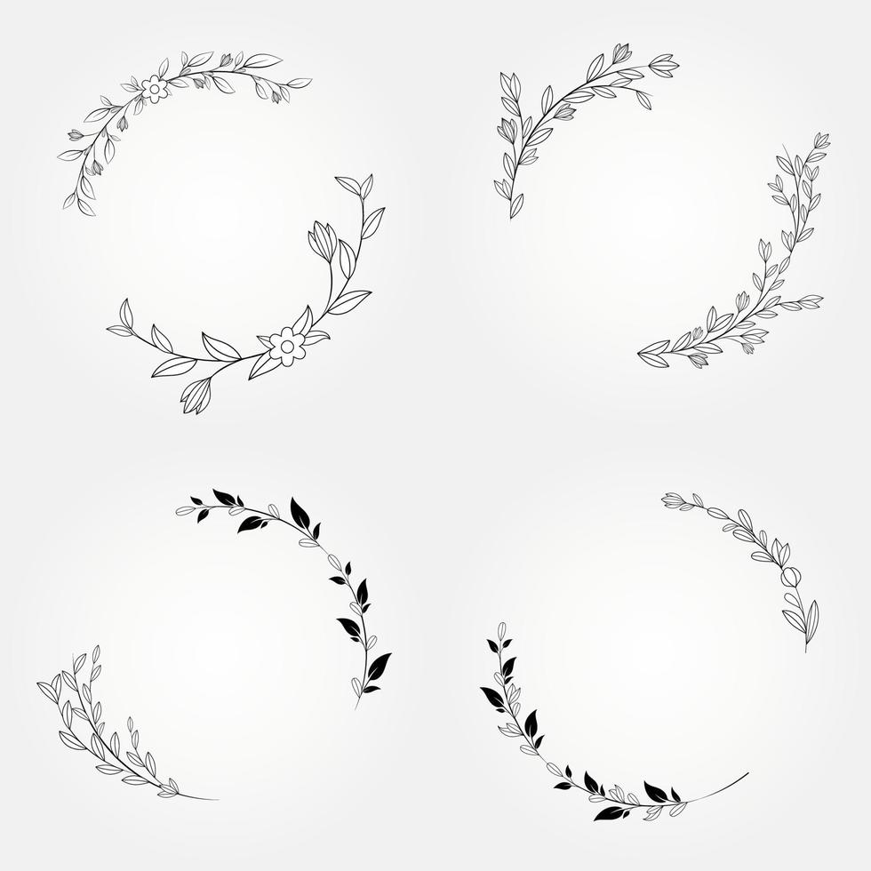 conjunto floral círculo marco botánico vector