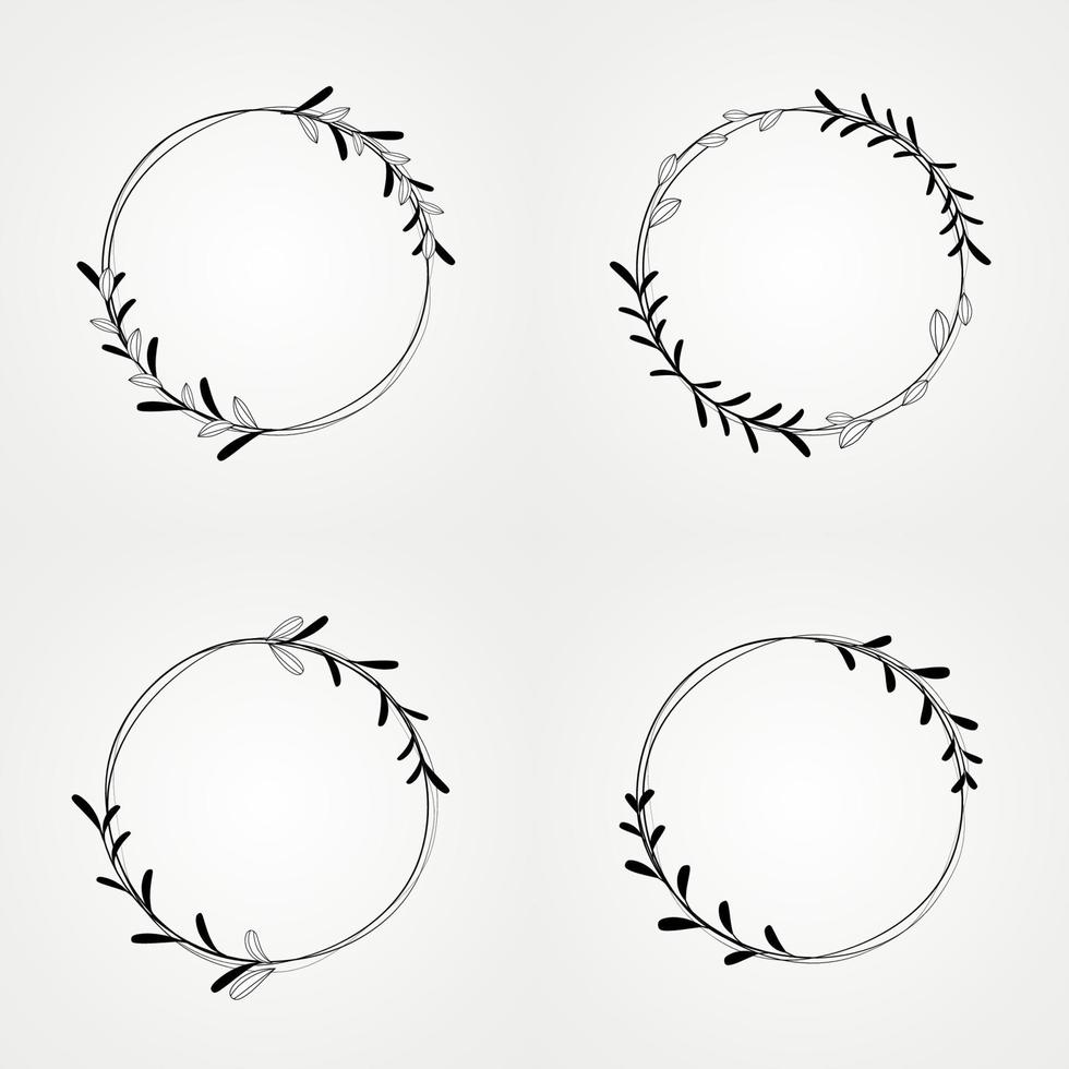 illustration set floral botanical frame circle isolated vector