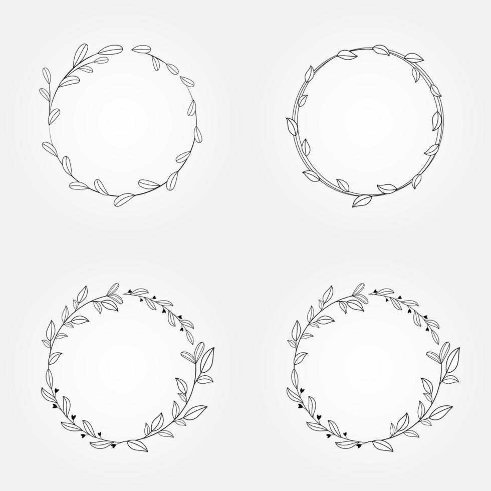 circle set floral botanical vector design