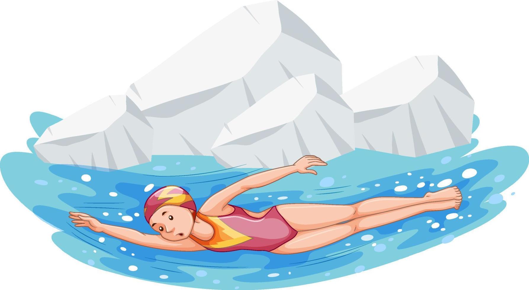 People swimming in the frozen ice pond vector