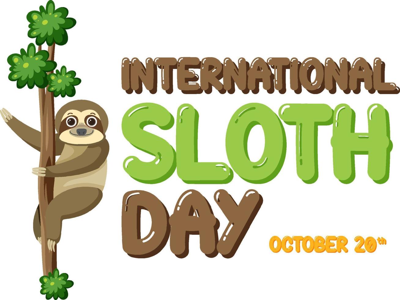 International sloth day banner concept vector