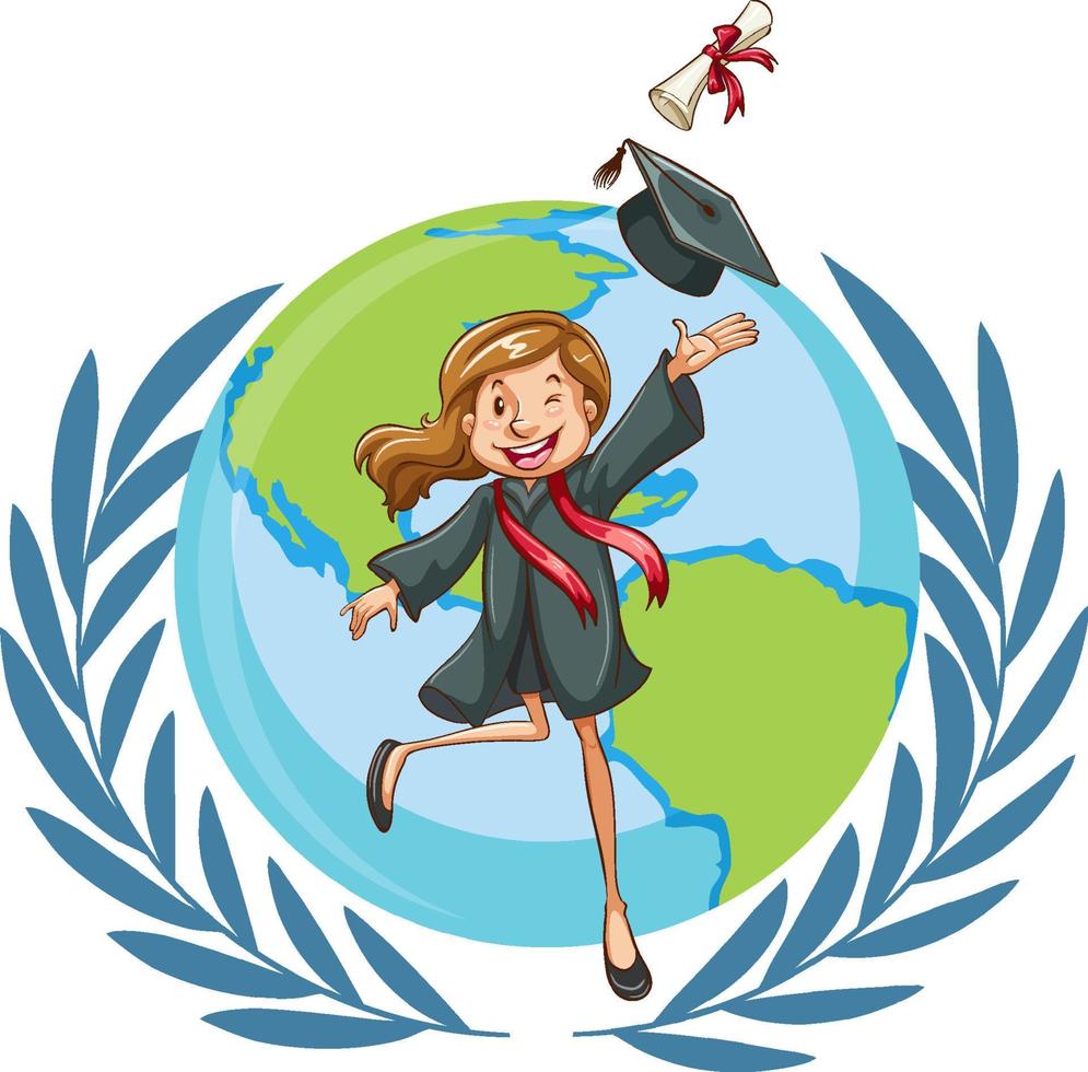 Woman graduate concept vector