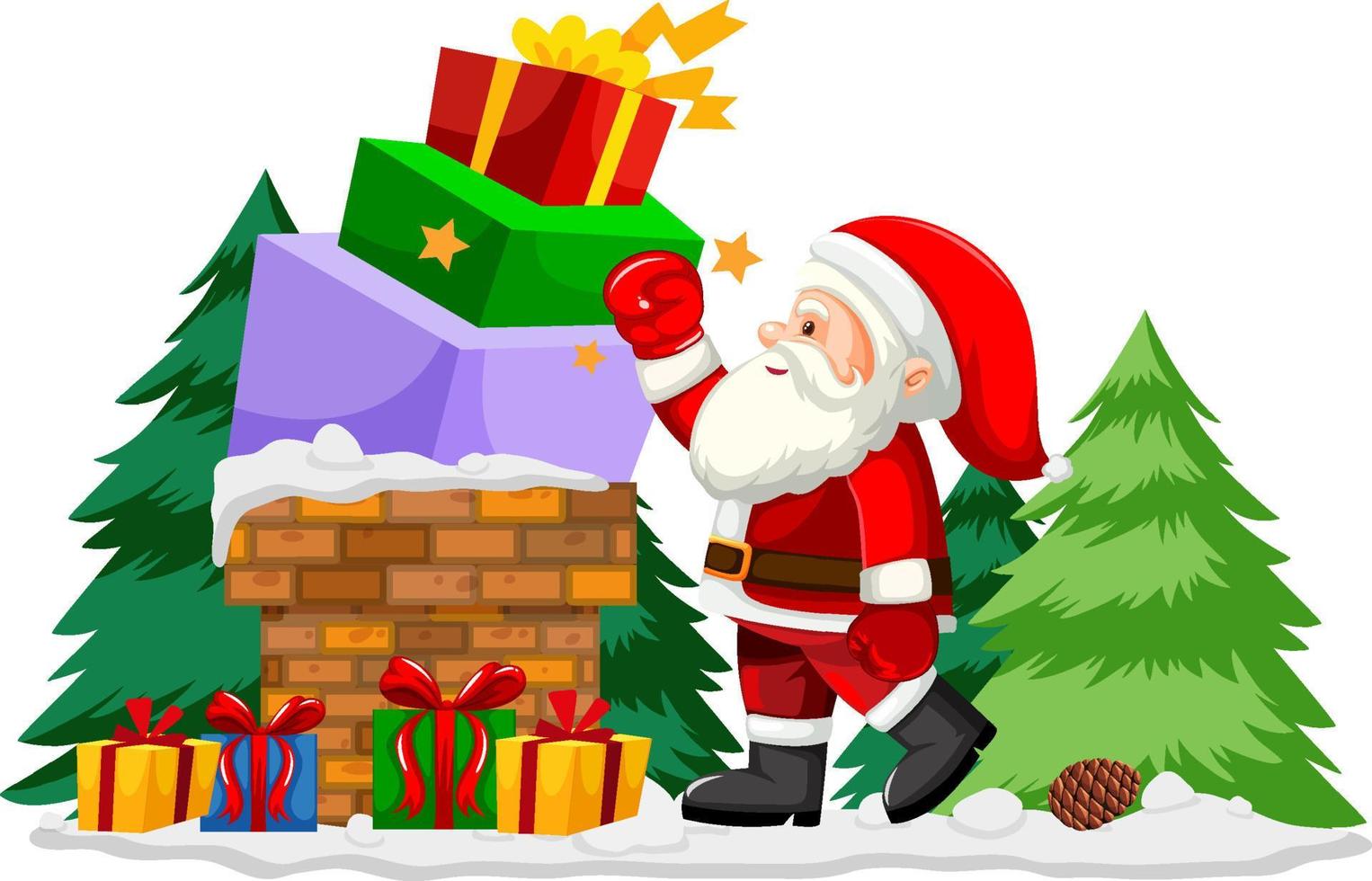 santa claus con cajas de regalo vector