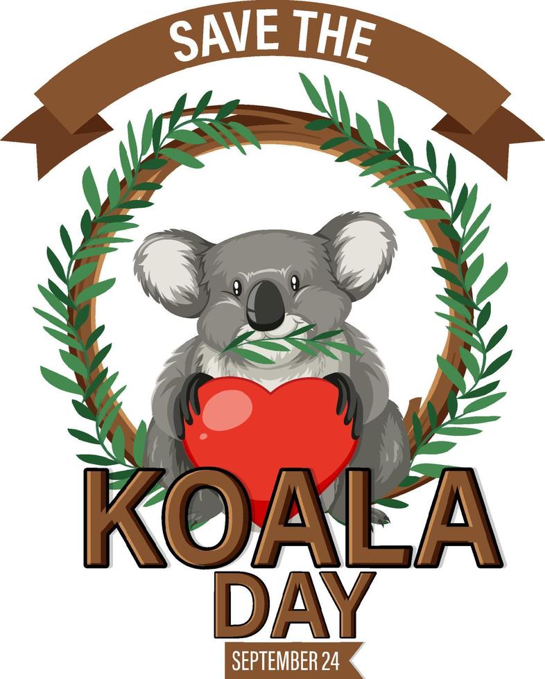 Save the koala day banner design vector