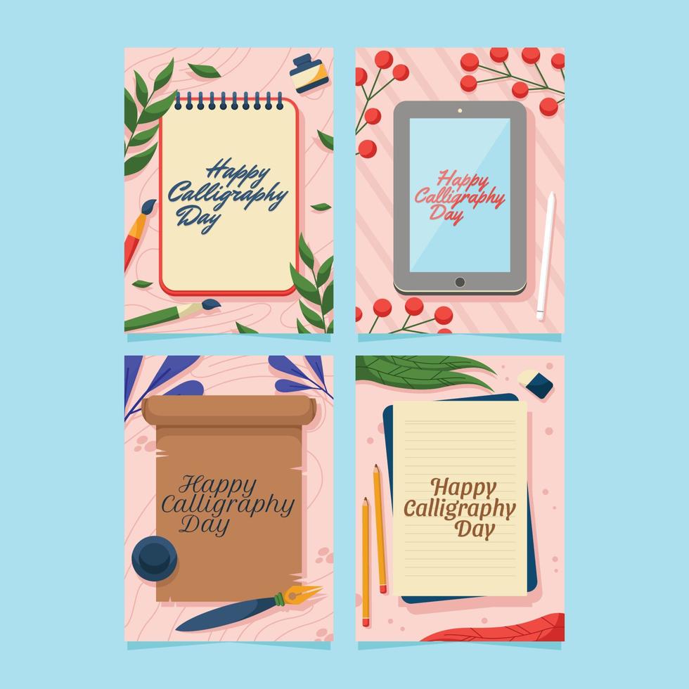 Set of Calligraphy Day Card Template vector