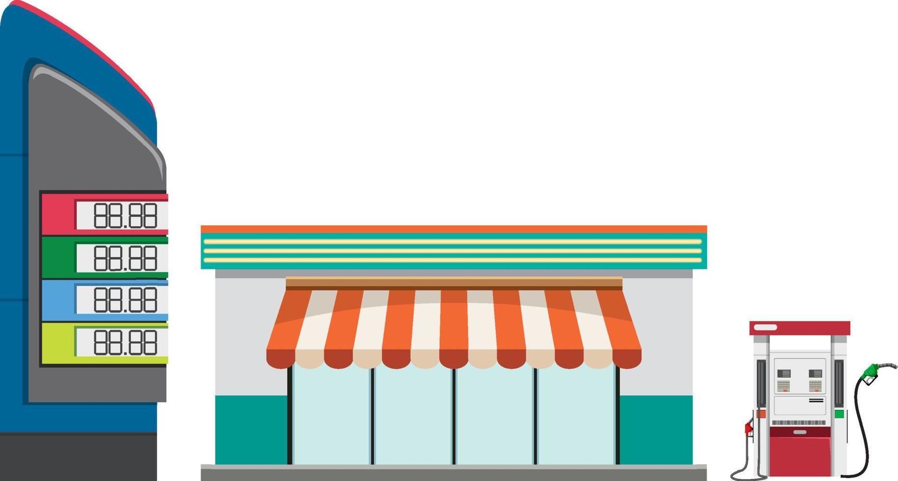 Gas station in cartoon style vector