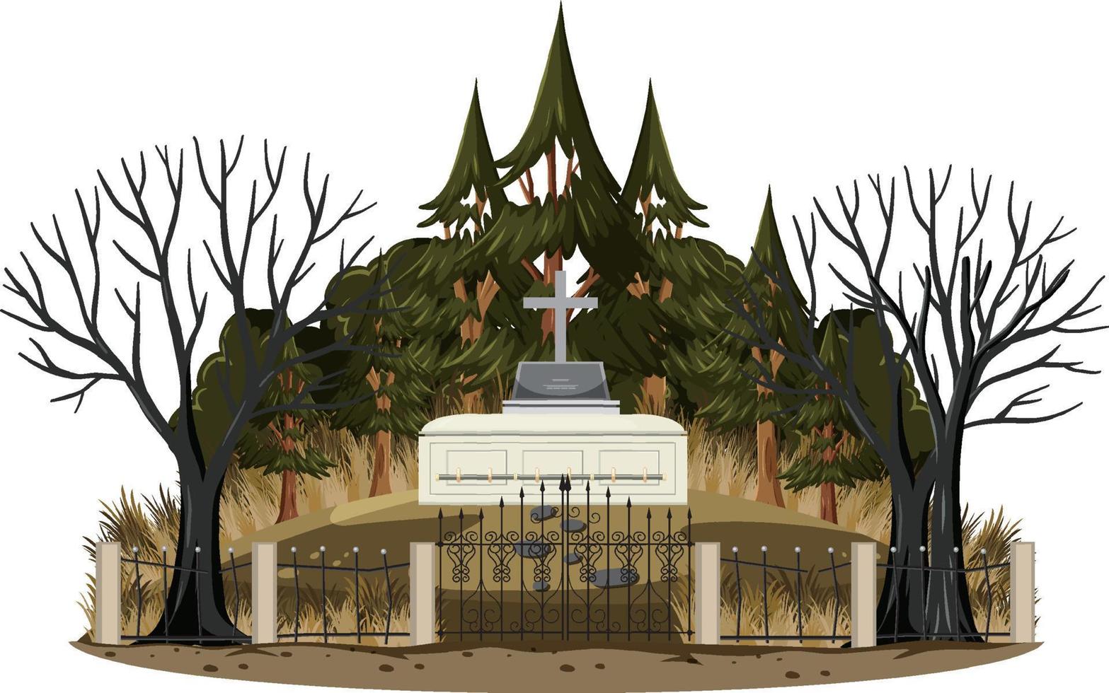 Cemetery graveyard scene isolated vector