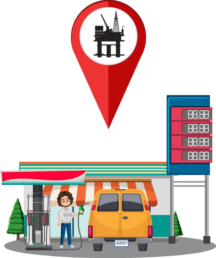 Gas station with petrol pump vector