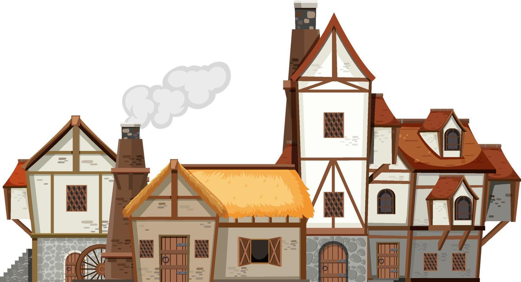 edificio histórico medieval en estilo de dibujos animados vector