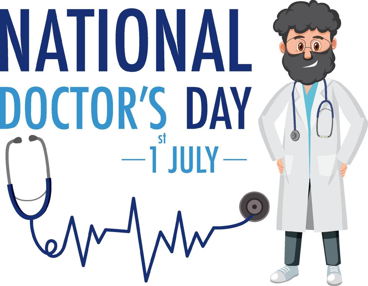 Male doctor on doctor day in July logo vector