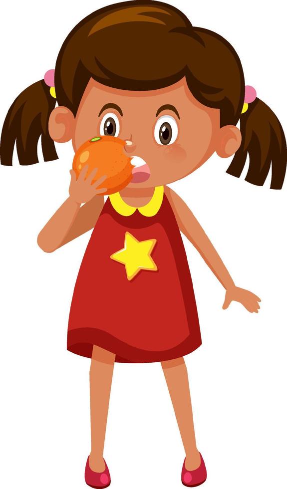 Cartoon girl holding an orange vector