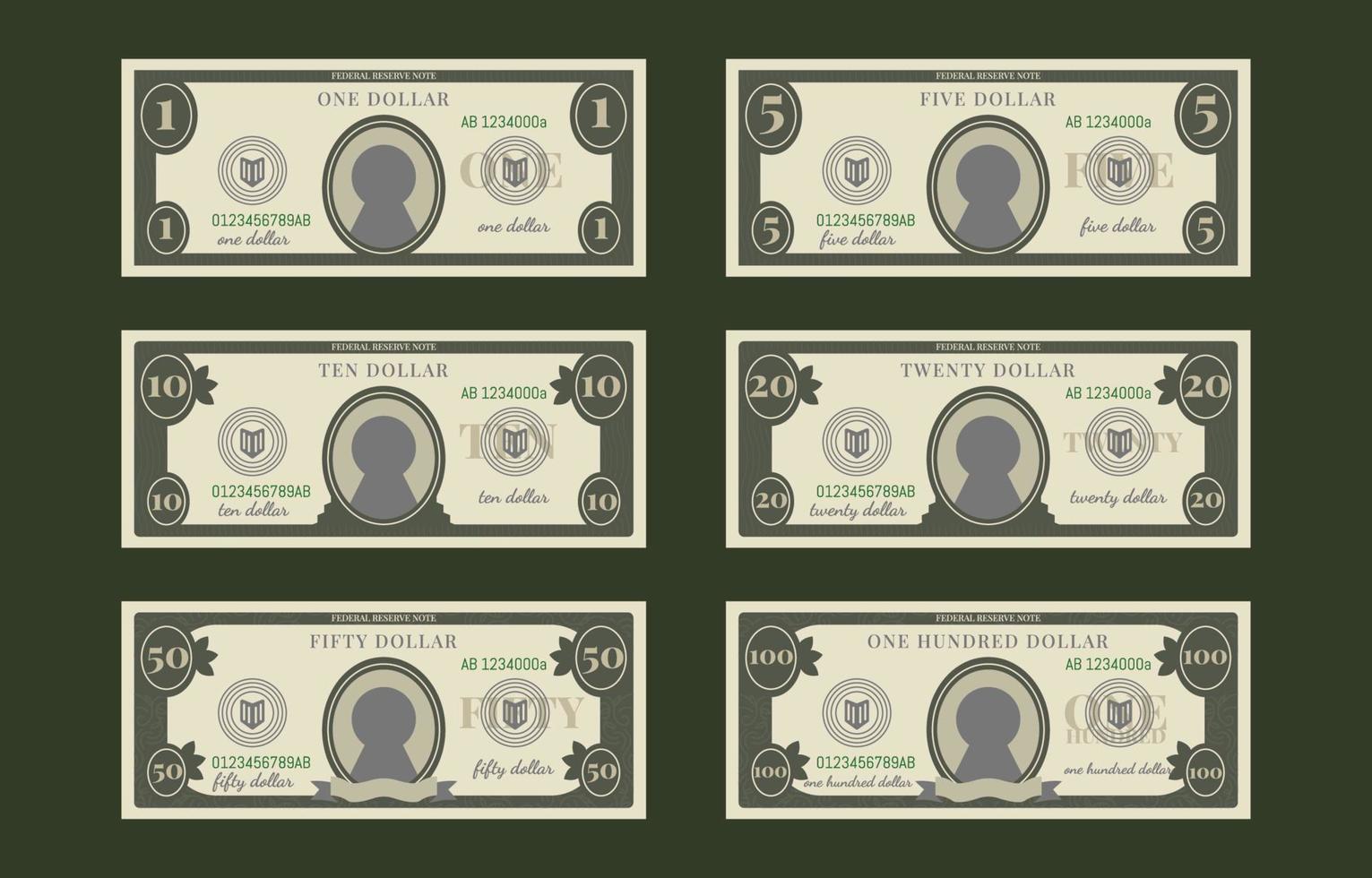los elementos verdes de papel moneda real vector