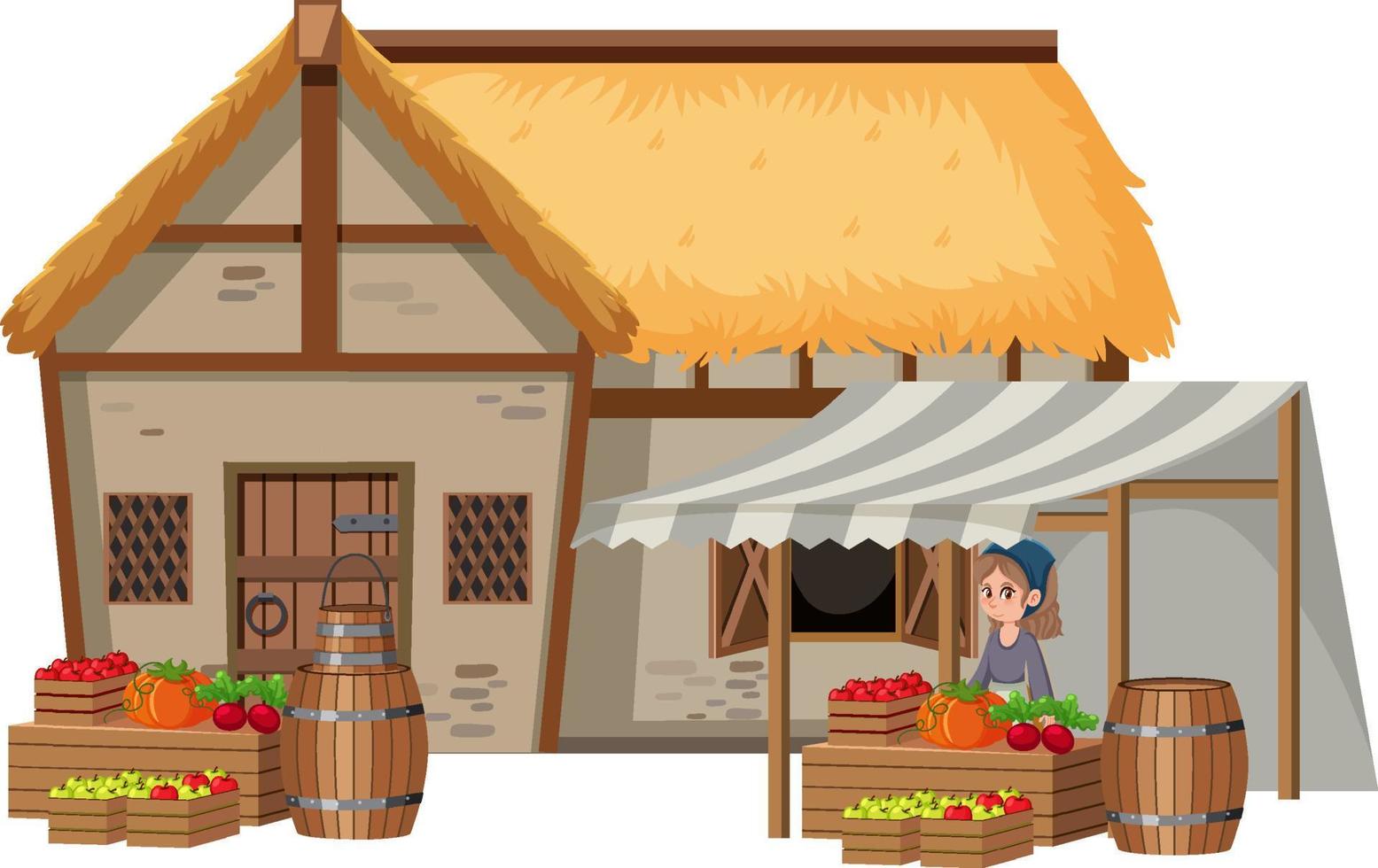 Medieval historical building in cartoon style vector