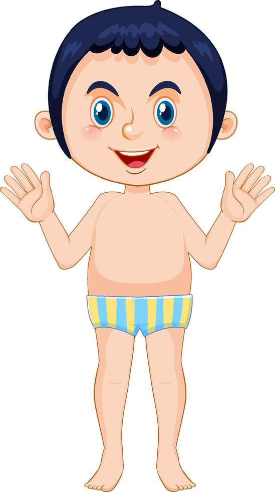 Boy wearing swimming suit cartoon character vector