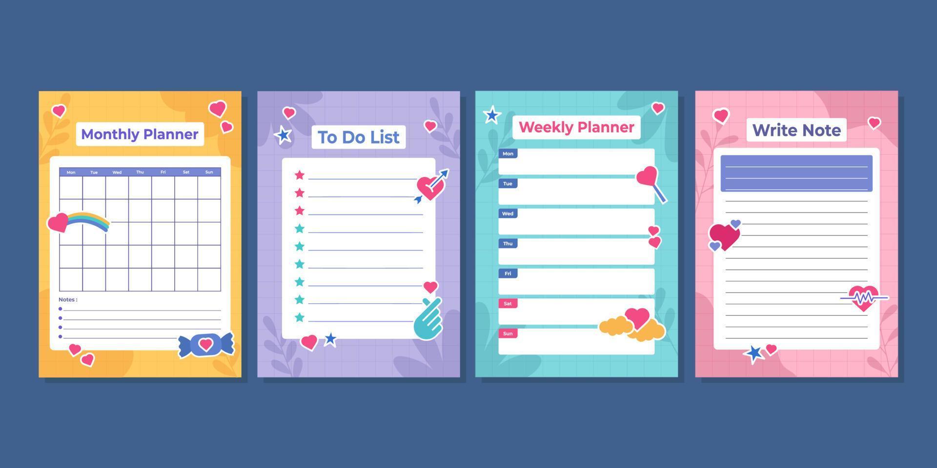 Journal Template with Colorful Accent and Heart Shapes vector