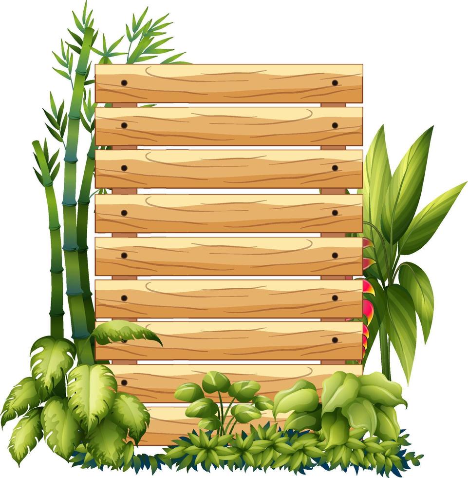 Wooden board template with nature leaves vector