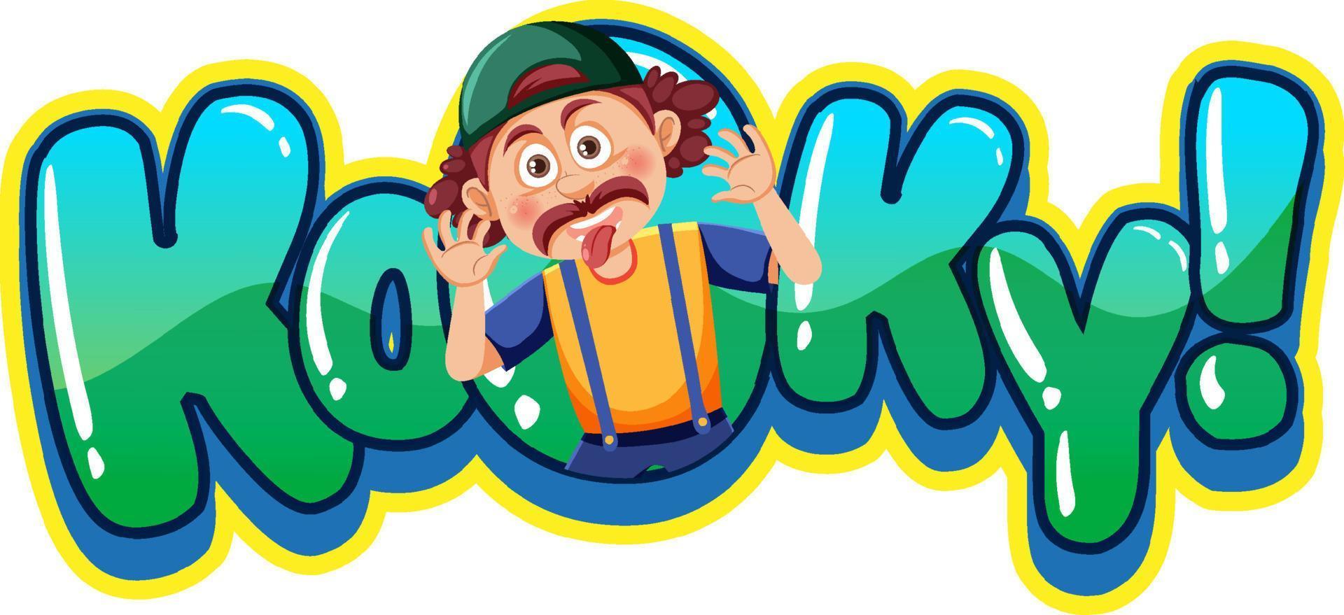 Kooky text word banner comic style with cartoon character expression vector