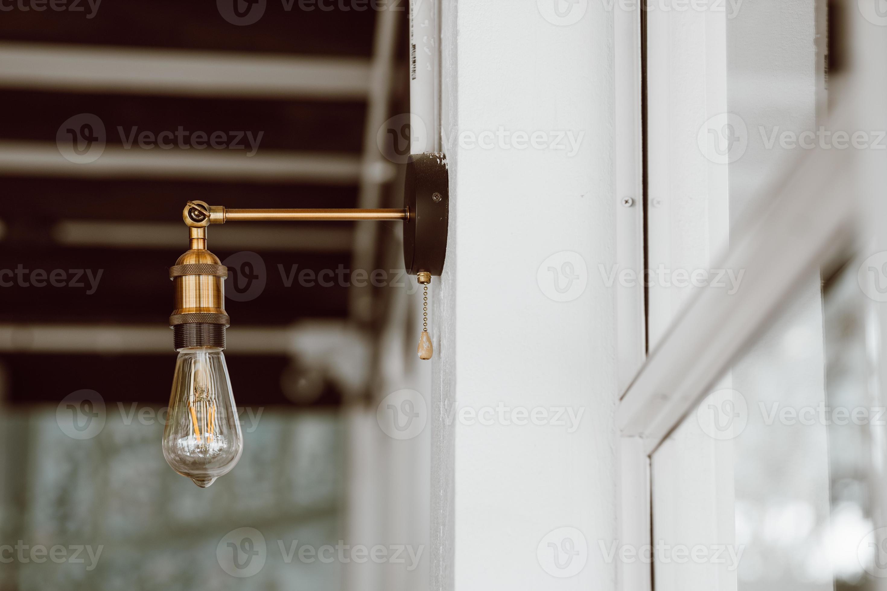 Beautiful vintage light decor. Lamp loft style. Lighting in design