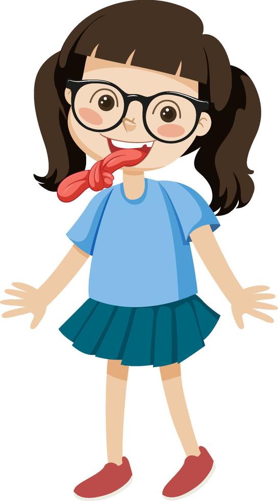Girl cartoon character with tongue twister vector