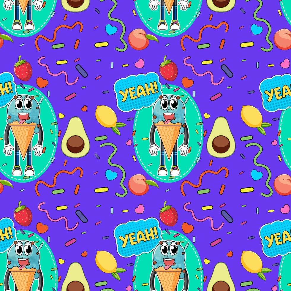 Sweet ice cream seamless pattern vector