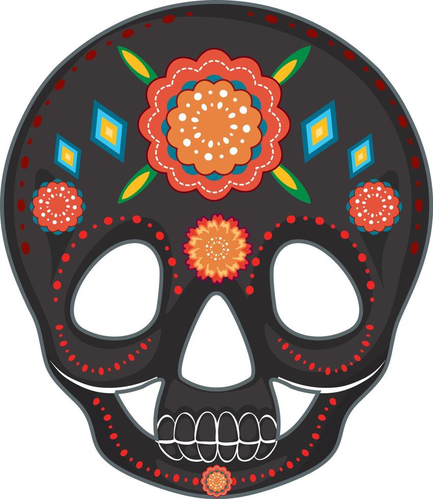 cráneo pintado mexicano aislado vector