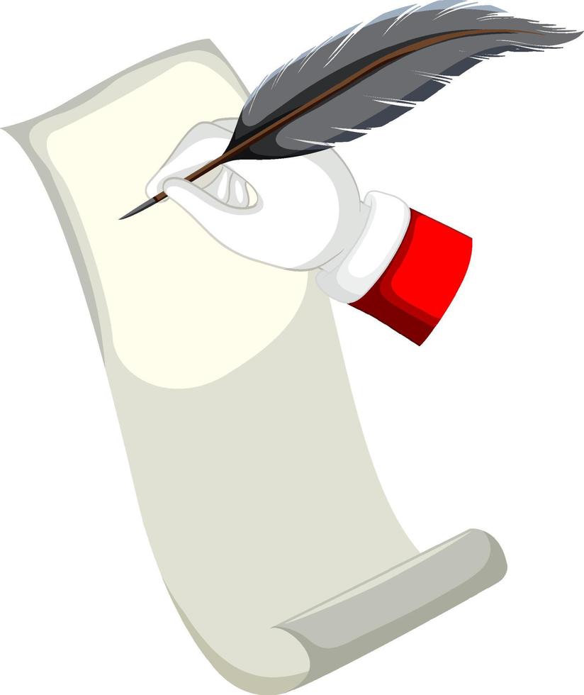 pluma con papel en blanco vector