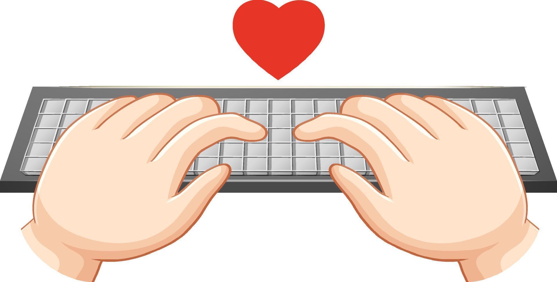 Hands typing on computer keyboard vector