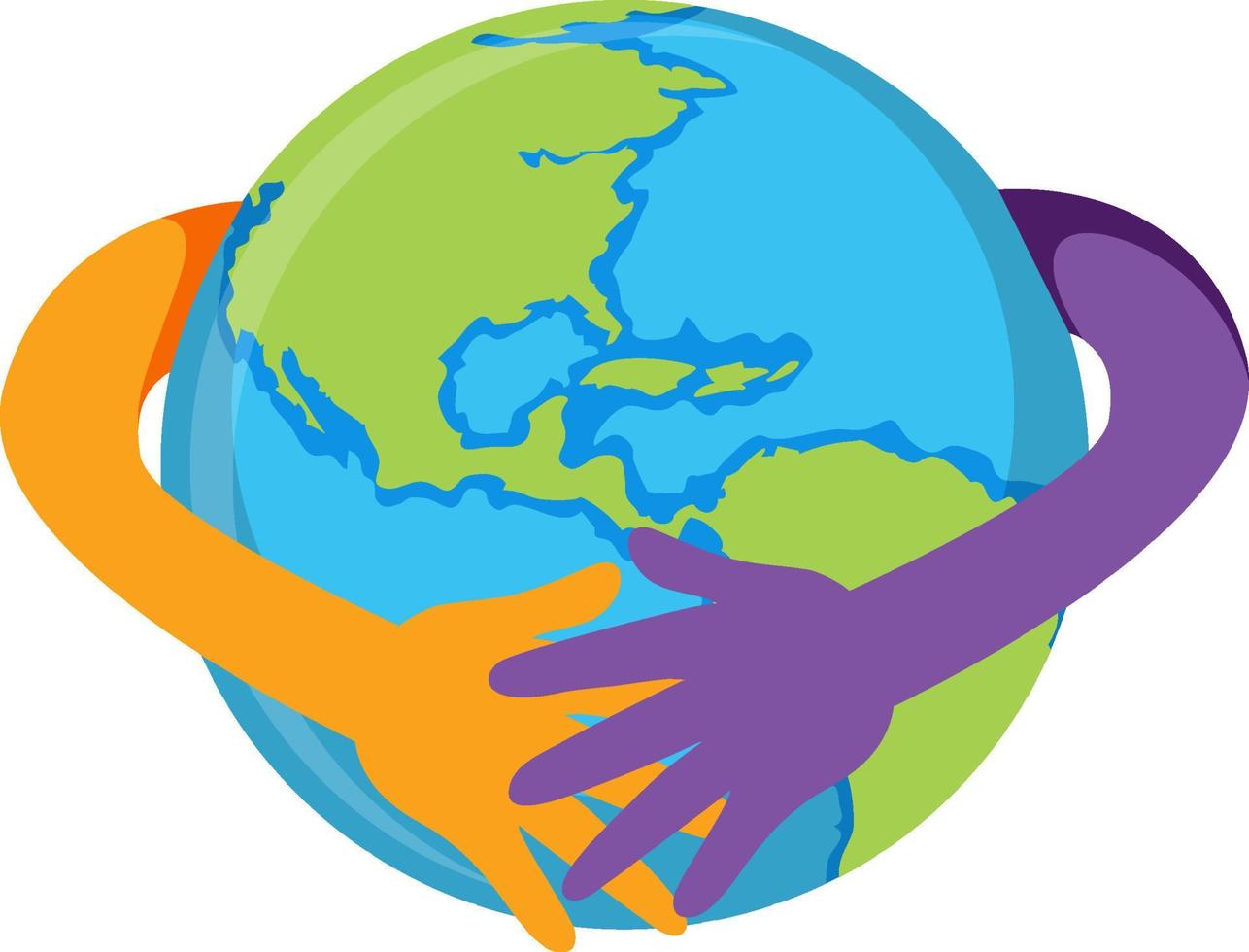 Hands hugging earth planet vector