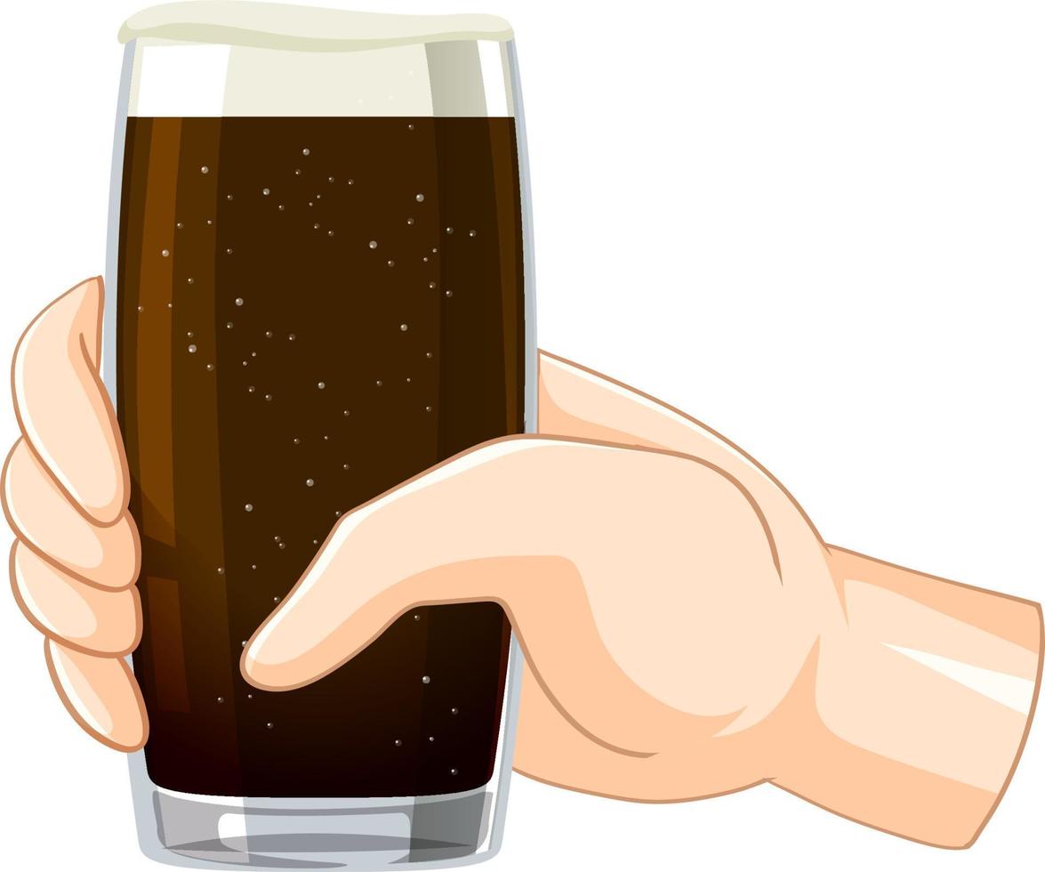 Hand holding cola soda drink vector