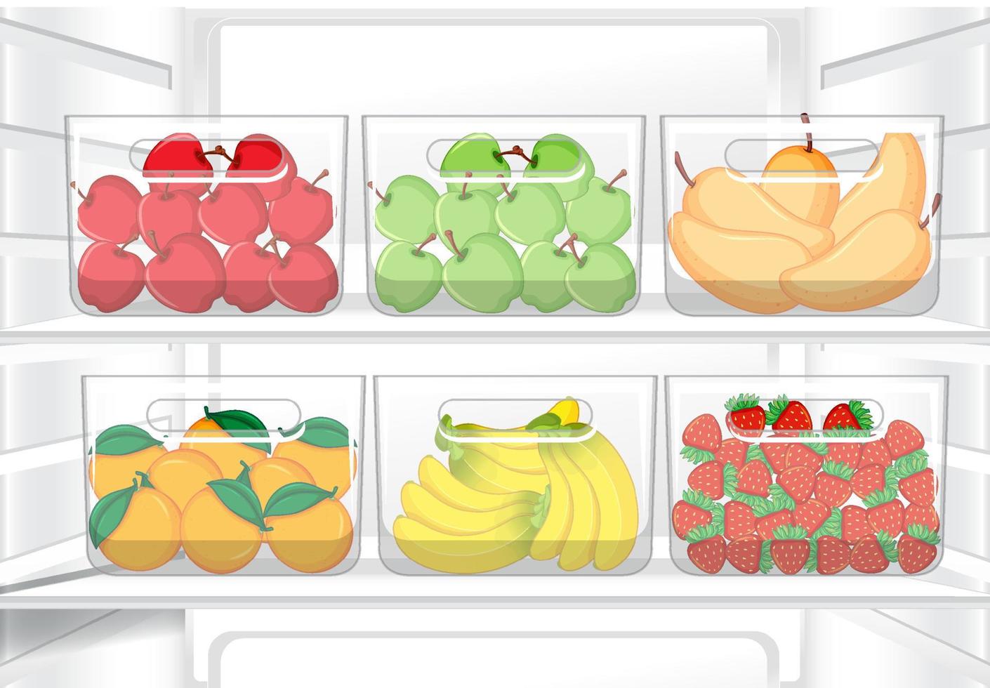 Inside of refrigerator with foods vector