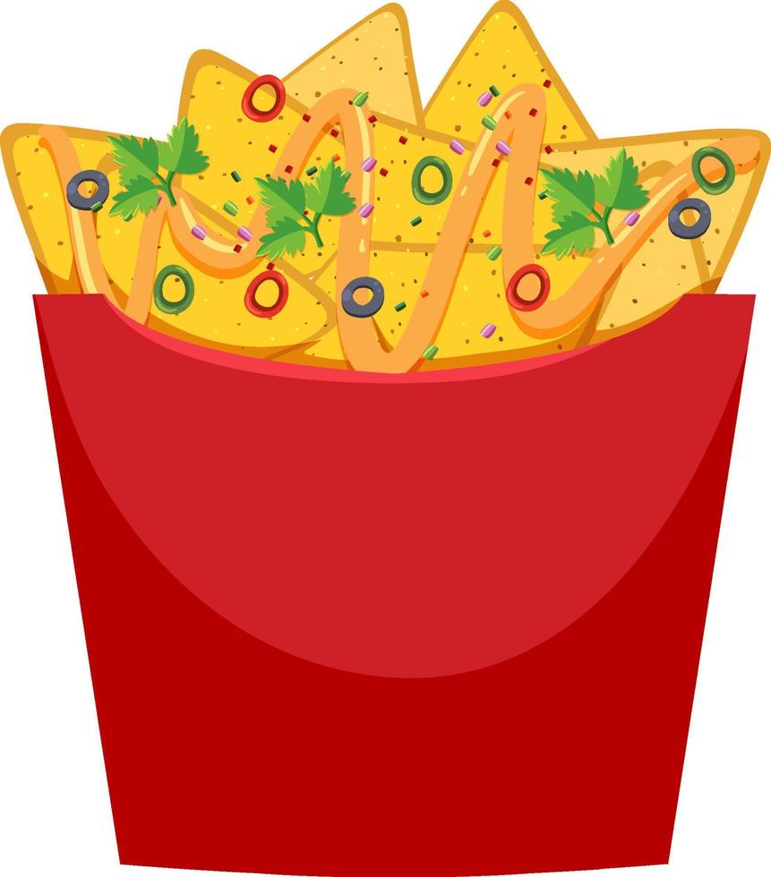Nacho chips with cheese sauce vector