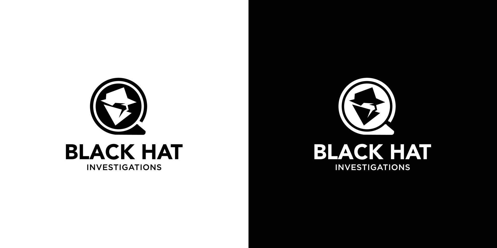 Modern and unique black hat detective illustration logo design 7 vector