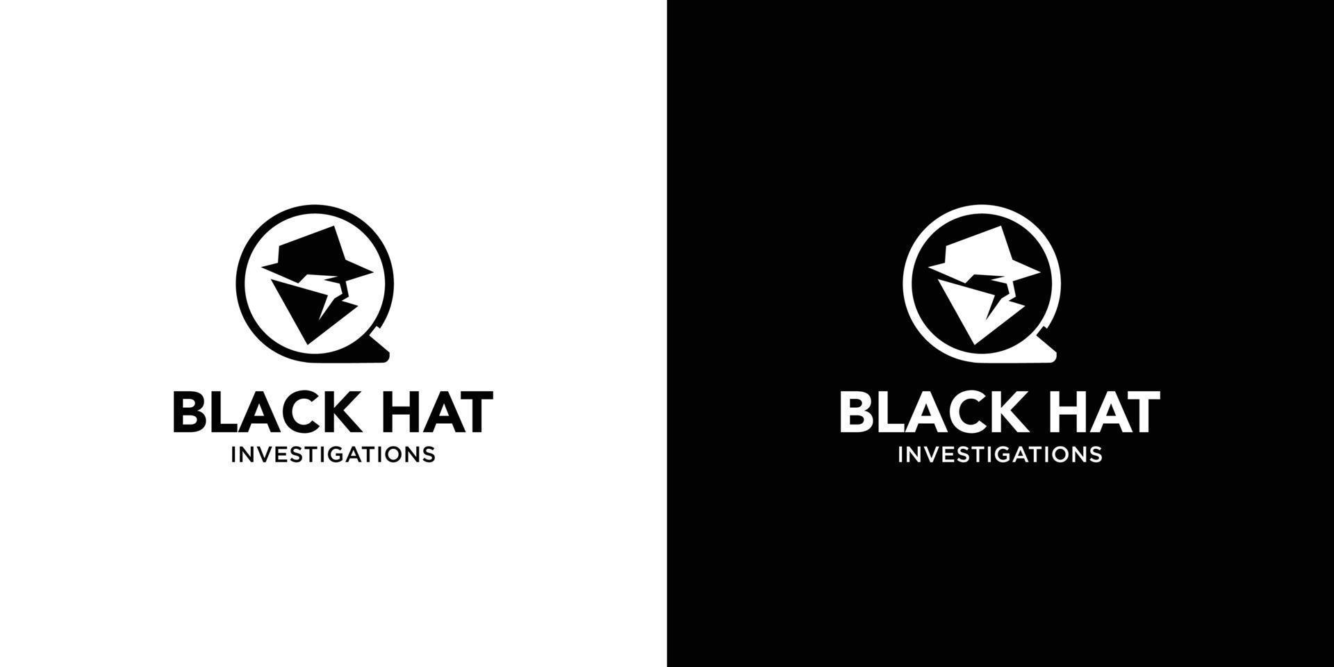 Modern and unique black hat detective illustration logo design 6 vector