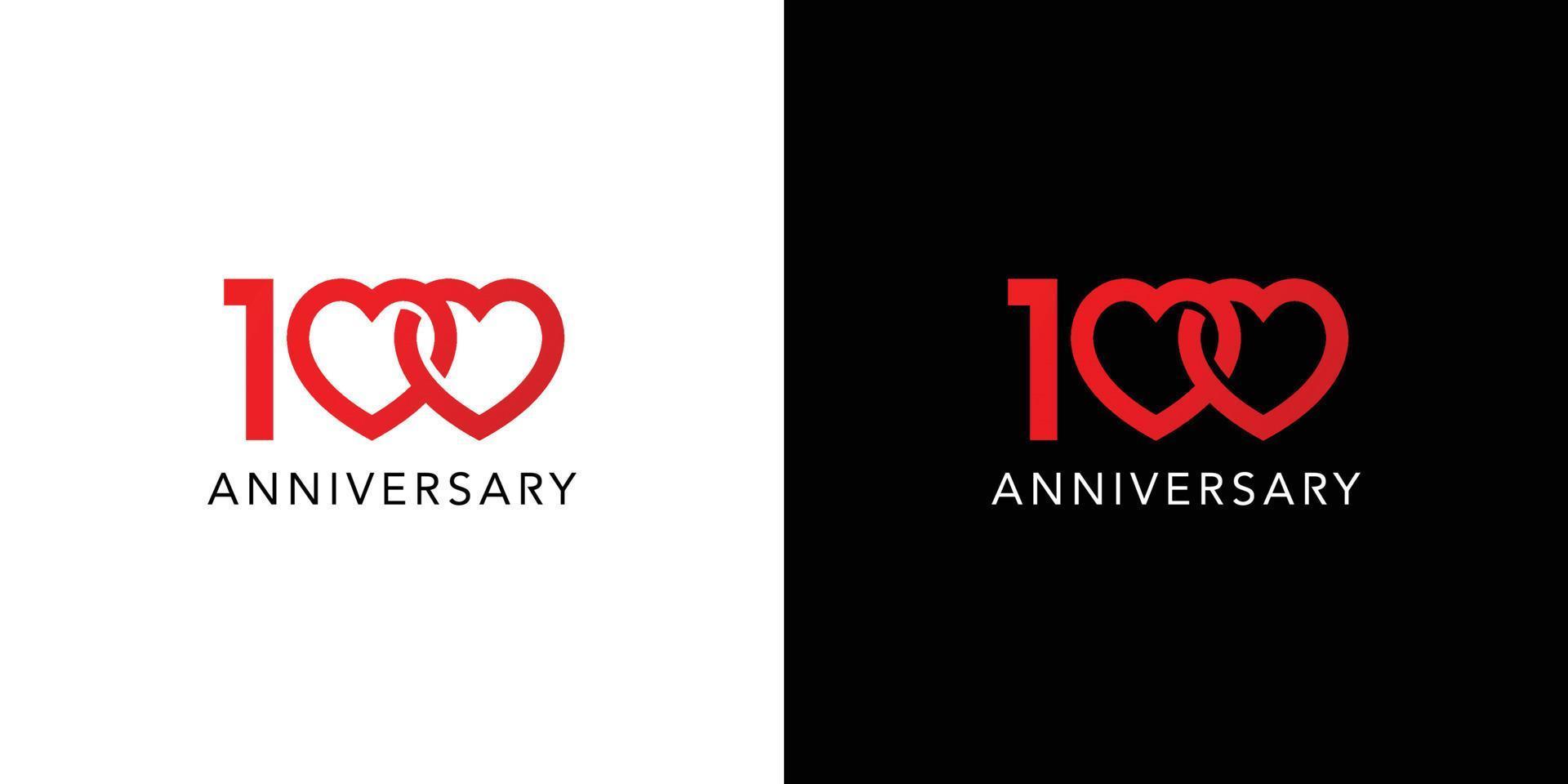 Modern and professional 100 love anniversary logo design 2 vector