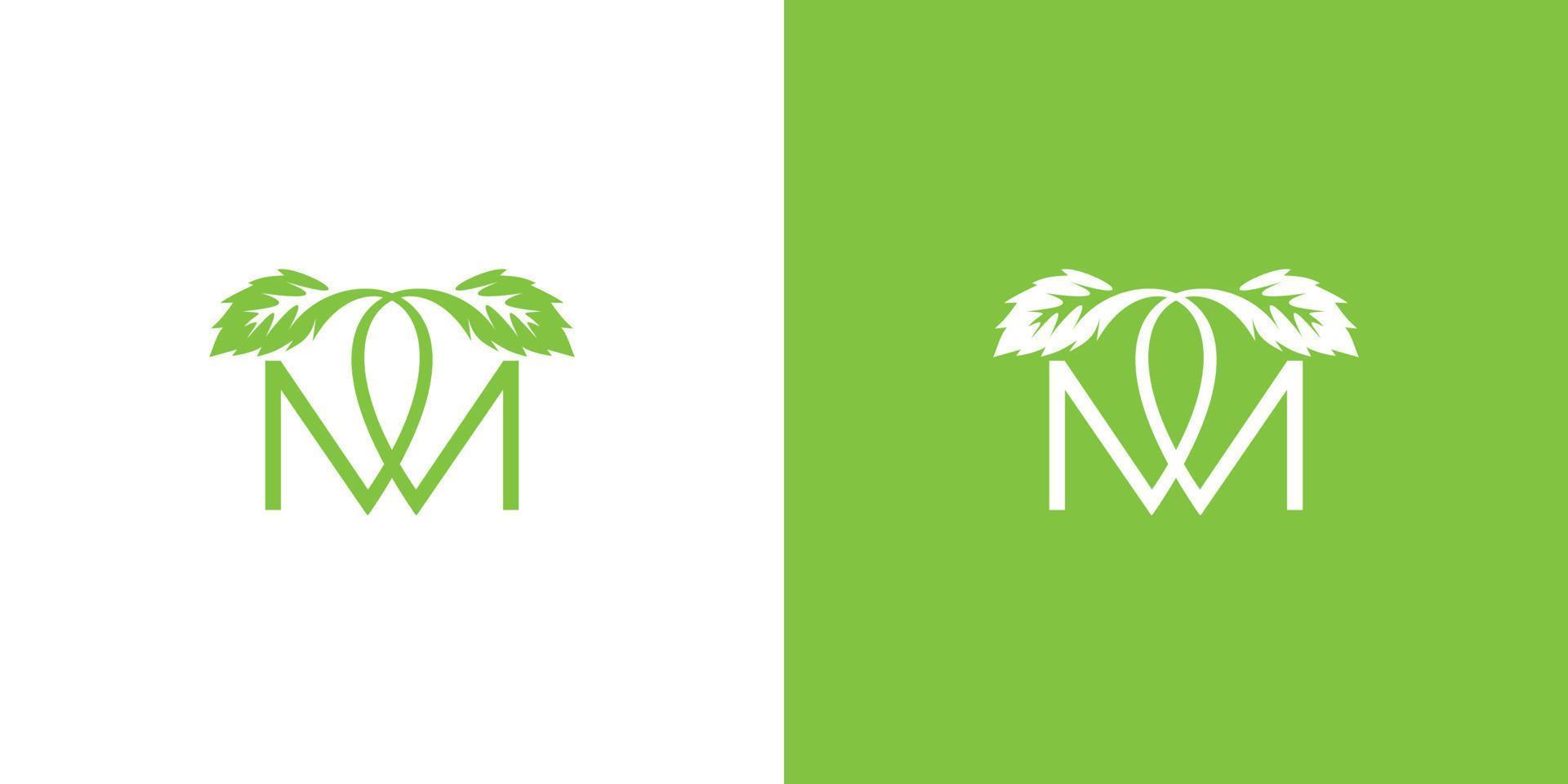 Modern and natural letter M initials logo design 4 vector