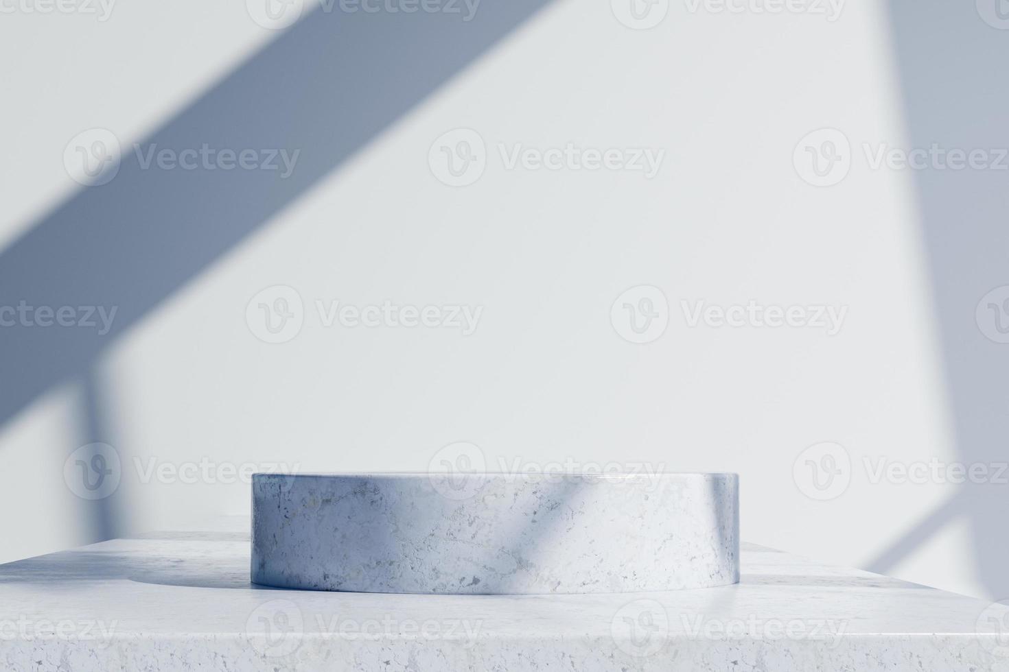 3d render podium at sunset on marble background. photo