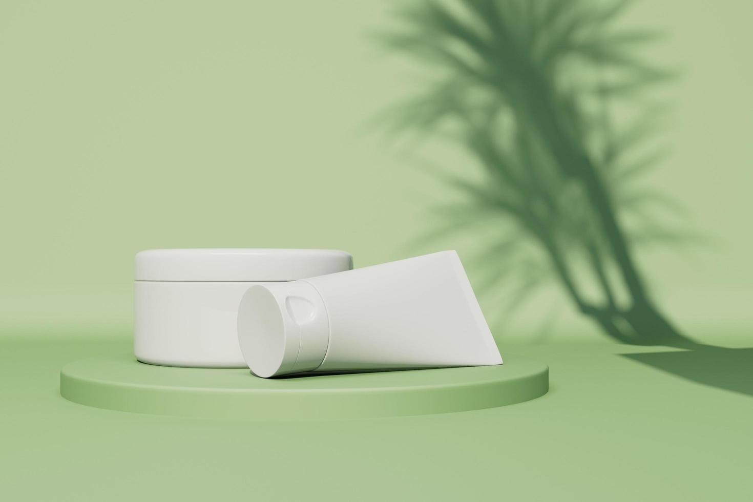 Cosmetic plastic jar and cream tube mockup 3d render. photo