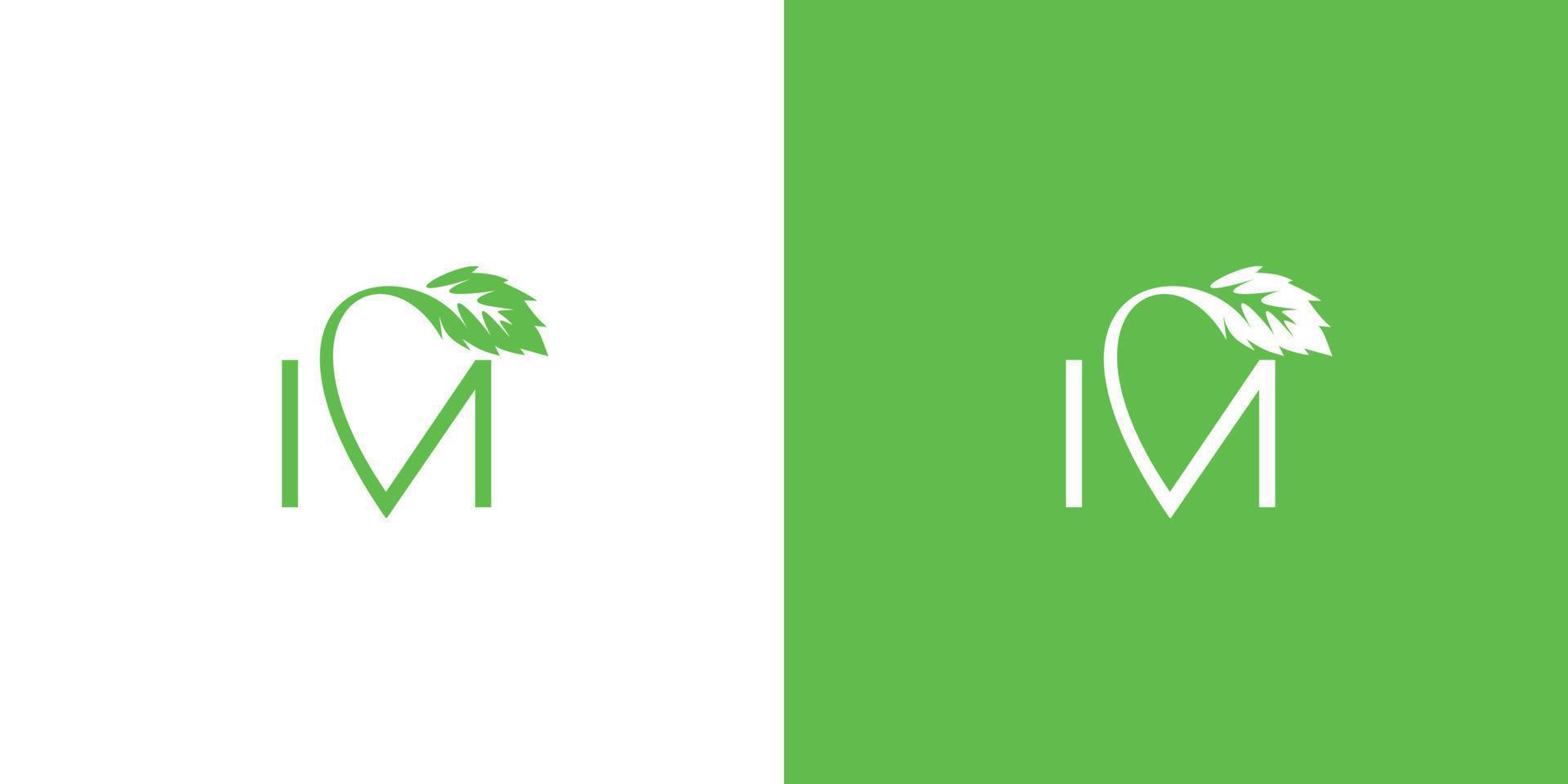 Modern and natural letter M initials logo design 3 vector